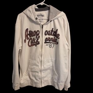 Aeropostale Sherpa Lined Embroidered Hoodie Men's XXL Full Zip Y2K Preppy Grunge